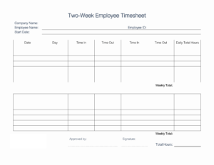Printable 2-Week Timesheet Template