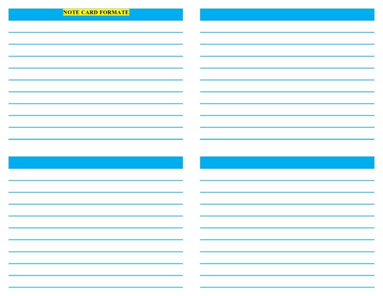 Free Printable 5x8 Notecards Template