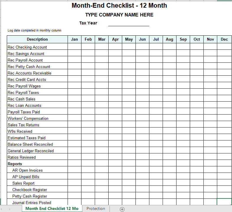 Accounting Month End Checklist Template Accounting Month End Checklist Template