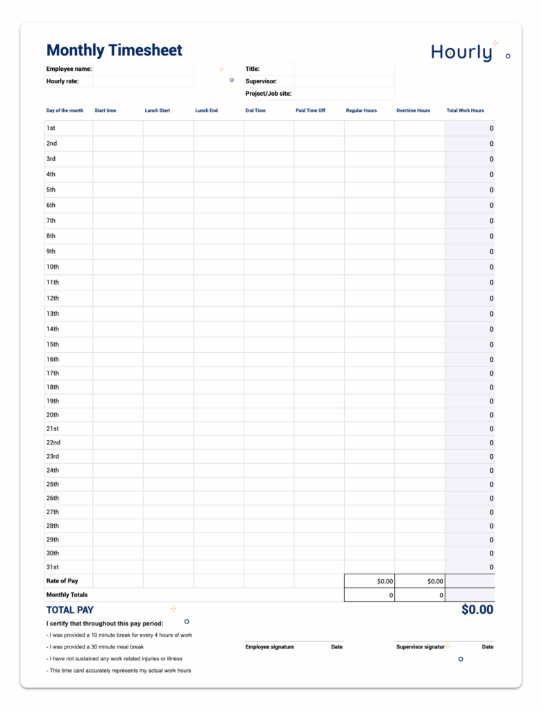 Timesheet Check Free Printable Timesheet Template By Project