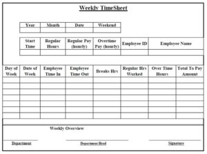 Free Printable Weekly Timesheet Template
