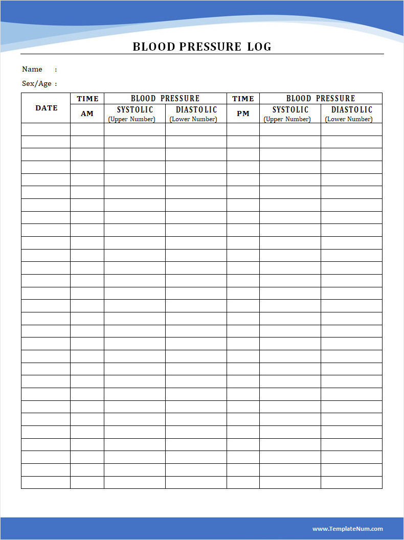 Blood Pressure Log Template Blood Pressure Log Template Word