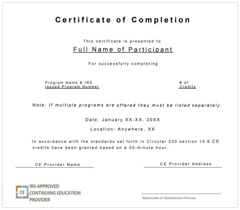 Building Completion Certificate Template