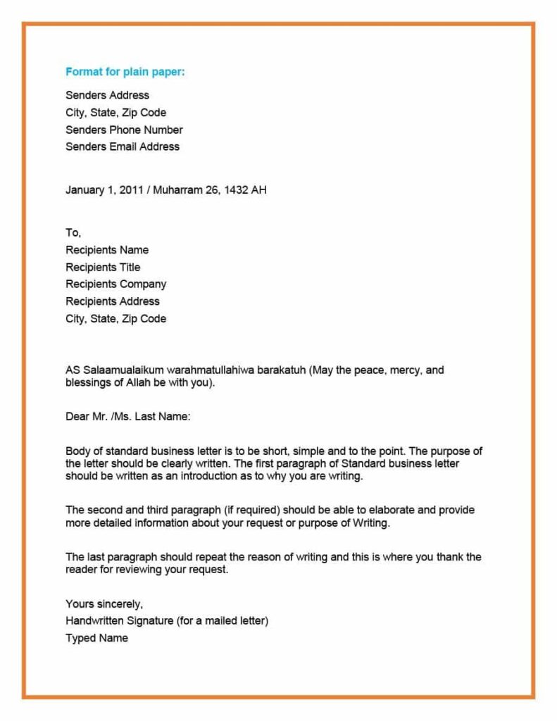 Business Email Format Template (Word)