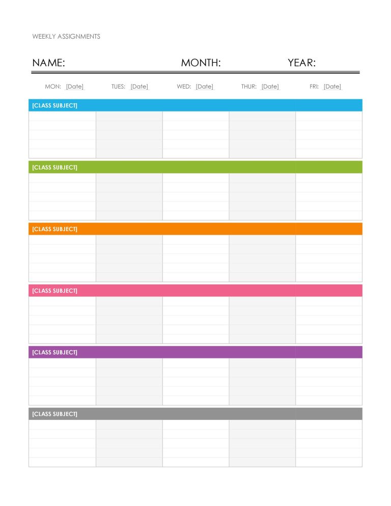 Printable Calendar Planning Template