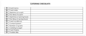 Printable Catering Checklist Template