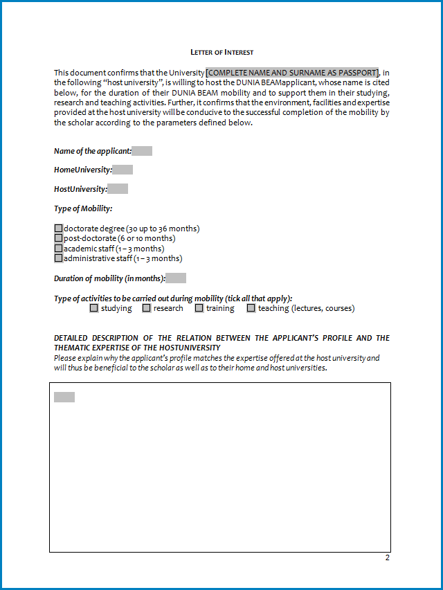 College Letter of Interest Template College Letter of Interest Template