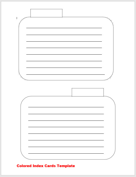 Colored Index Cards Template Colored Index Cards Template