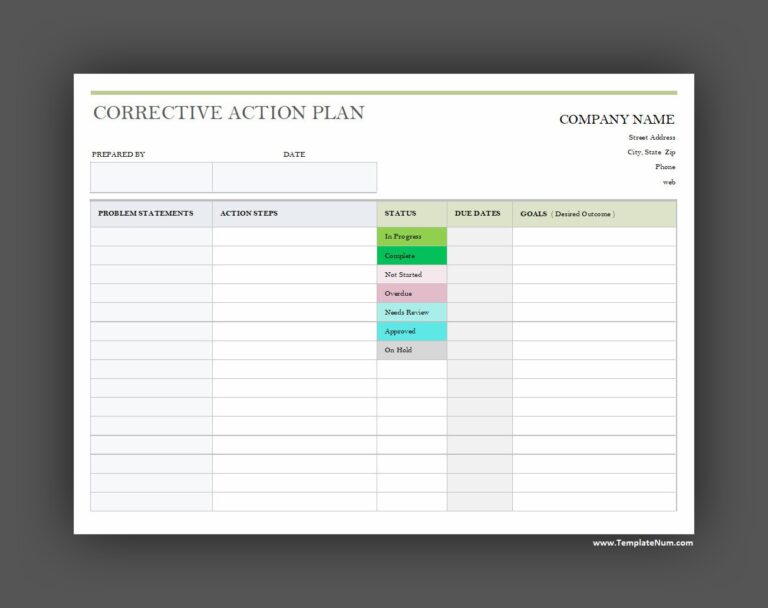 Corrective Action Plan Template (Excel)