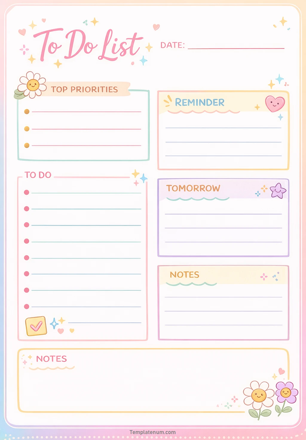 Cute To Do List Template Printable Cute To-Do List Template