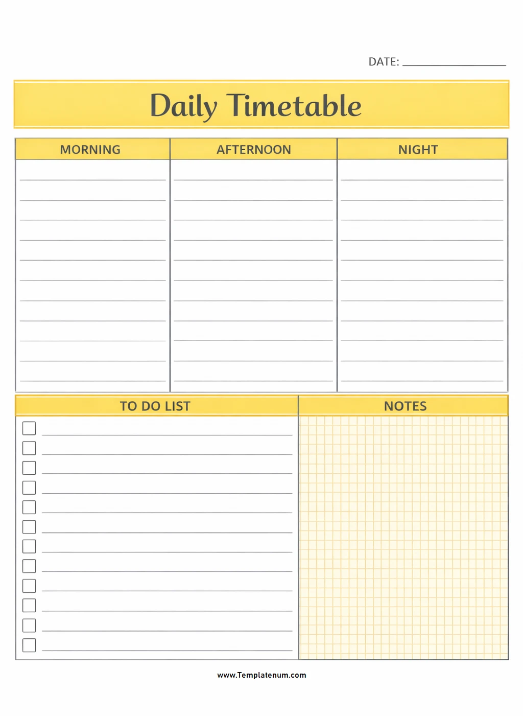 Daily Timetable Template Simple Blank Daily Timetable Template
