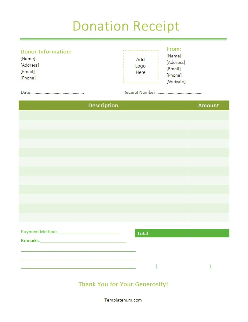 Donation Receipt Template Simple Blank Donation Receipt Template Word