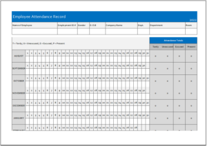 Employee Attendance Record Sheet Template