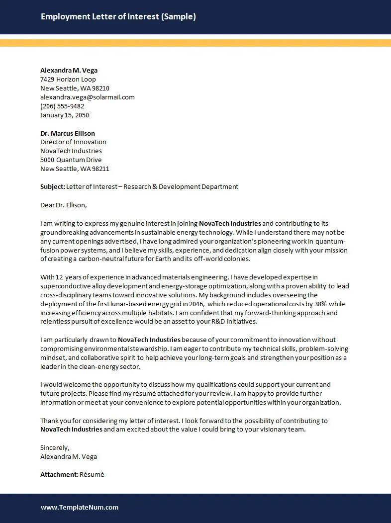 Employment Letter of Interest Template Employment Letter of Interest Template Word