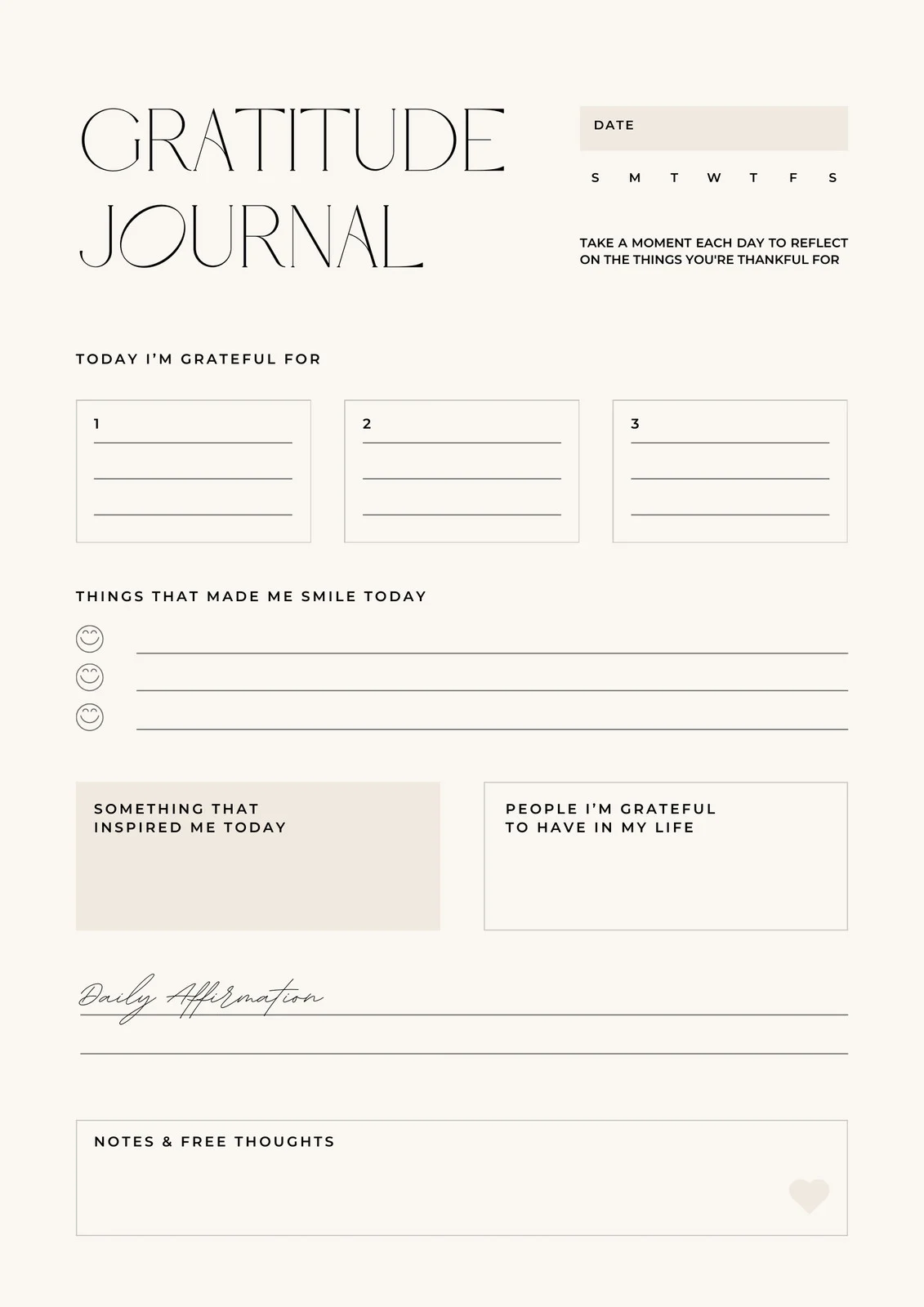 Example Gratitude Journal Template Example Gratitude Journal Template