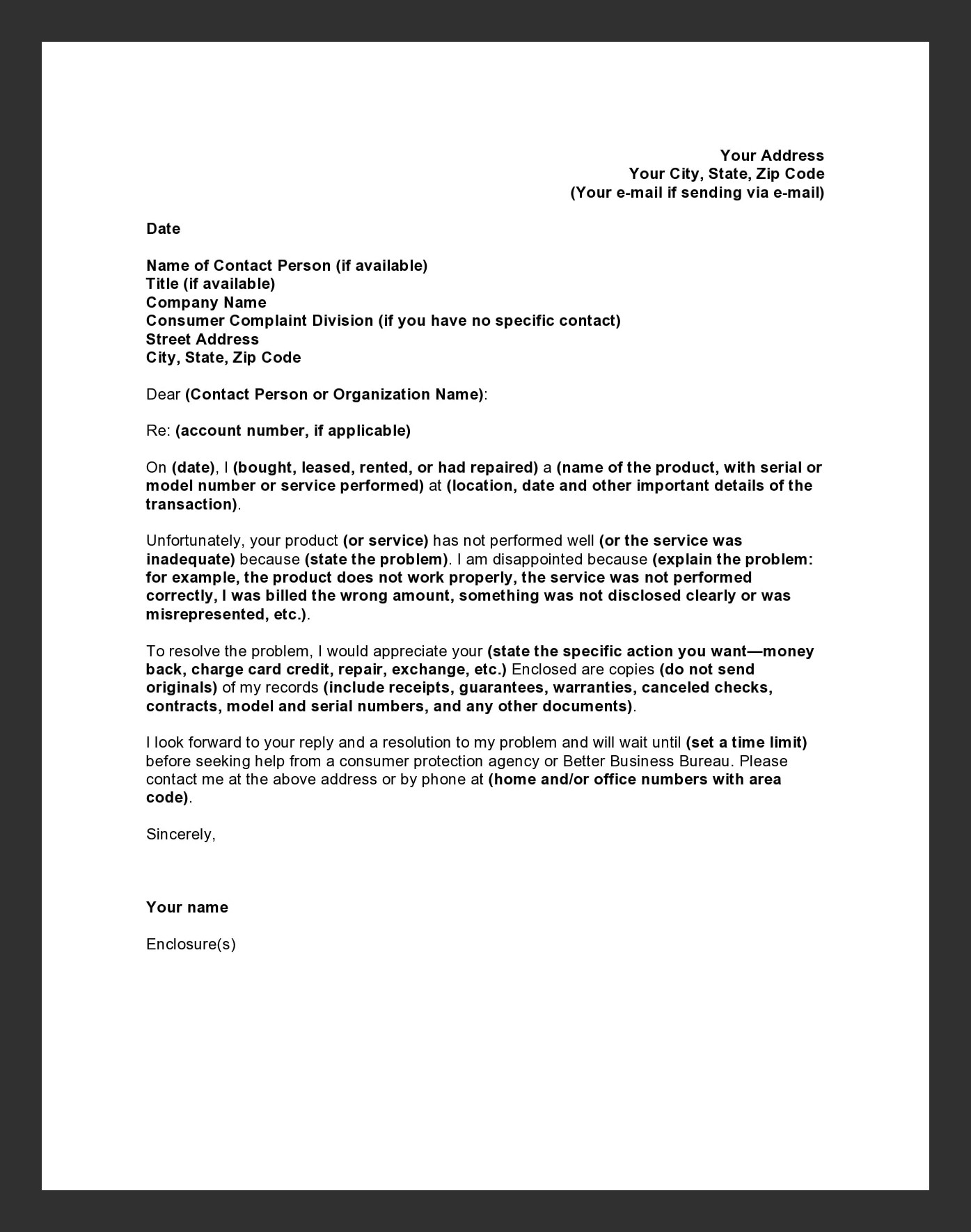 Example Grievance Letter Template Example Grievance Letter Template