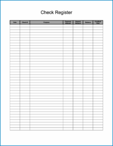 Checkbook Register Template (Excel)