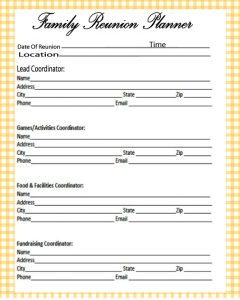 Printable Family Reunion Planning Template