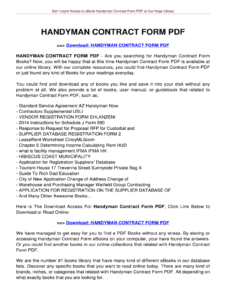 Printable Handyman Agreement Template