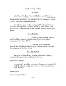 Marriage Agreement Template Marriage Agreement Template