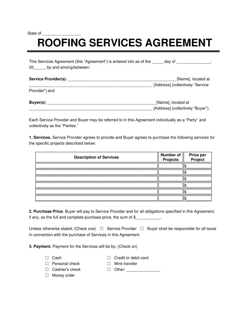 Roofing Contract Agreement Template Roofing Contract Agreement Template