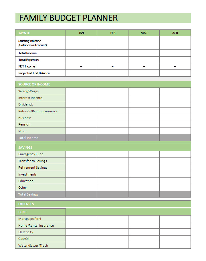 Family Budget Planner Template Family Budget Planner Template