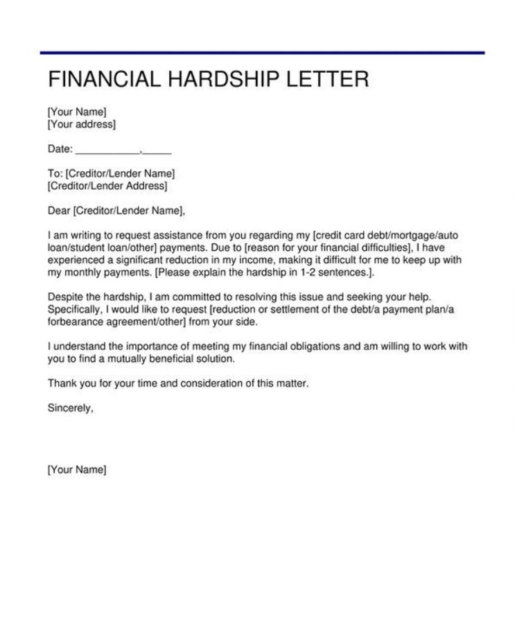 Financial Hardship Letter Template Example Financial Hardship Letter Template Example