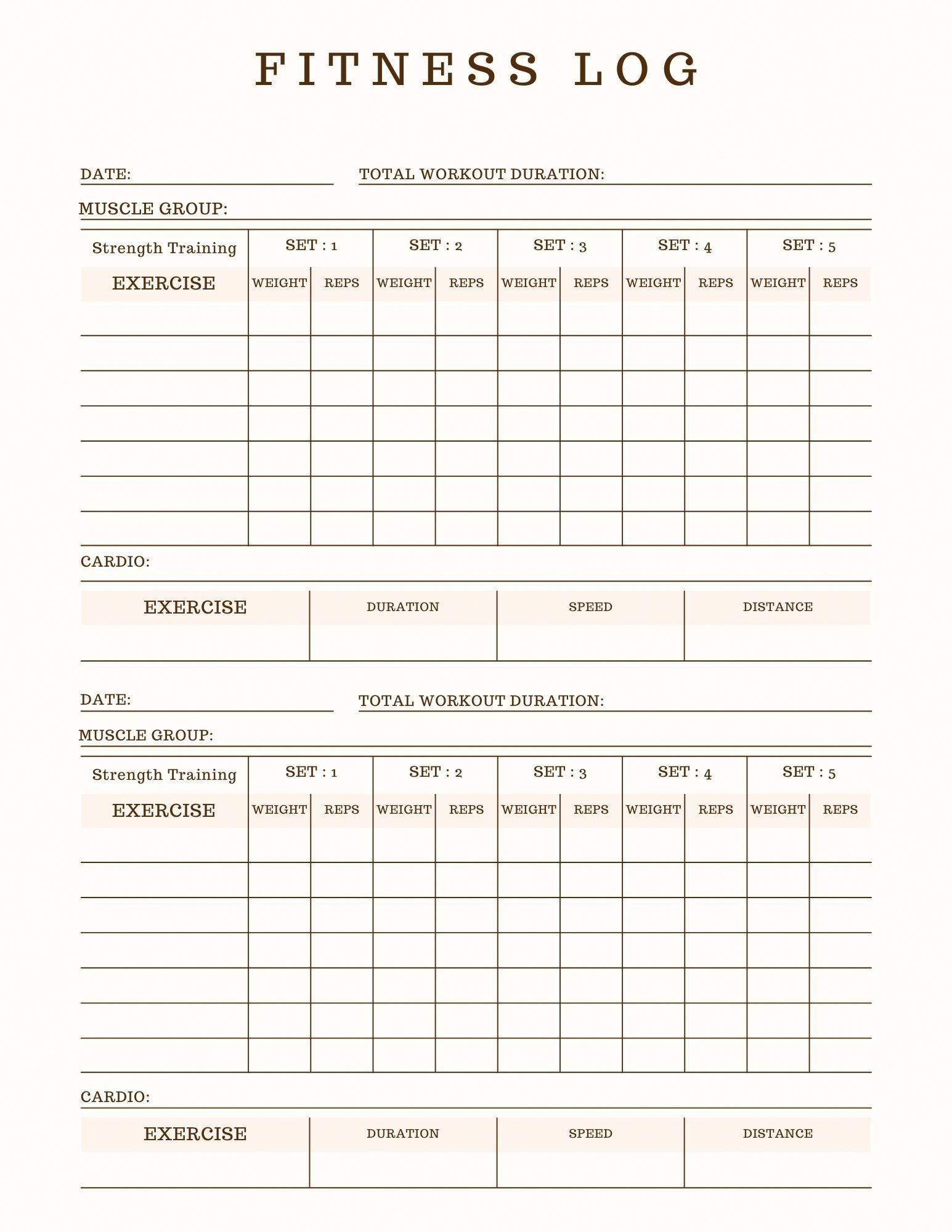 Fitness Log Template Sample Fitness Log Template Sample