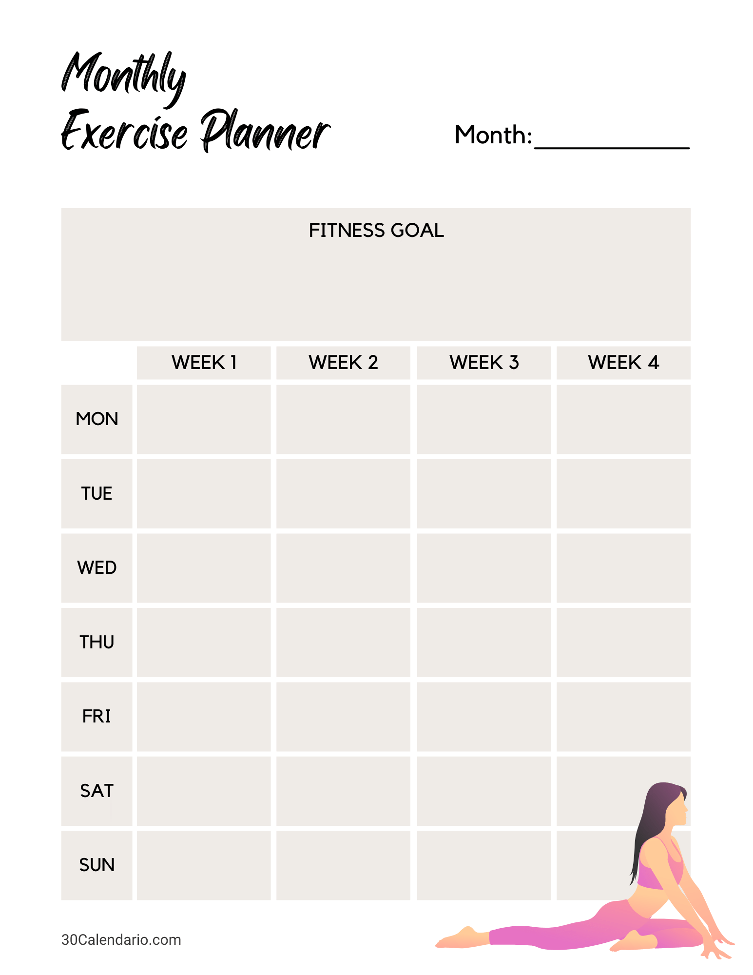 Fitness Schedule Template Fitness Schedule Template