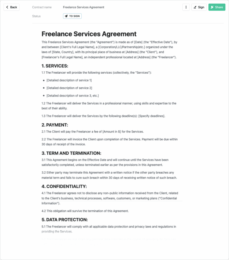 Image showcasing Freelance Contract Template