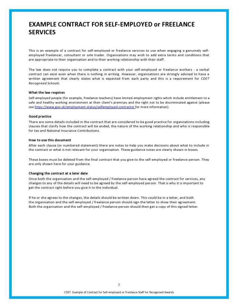 Freelance Contractor Agreement Template