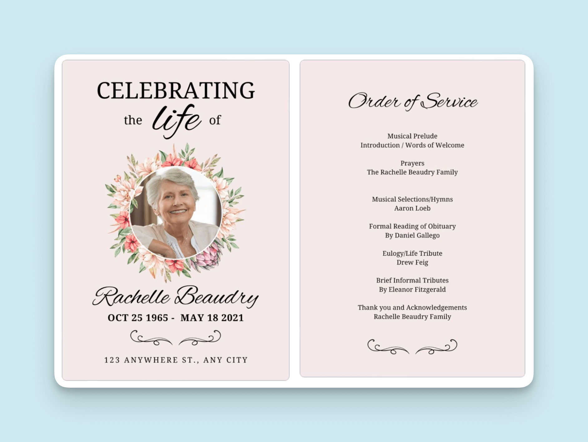 Funeral Program Template Funeral Program Template
