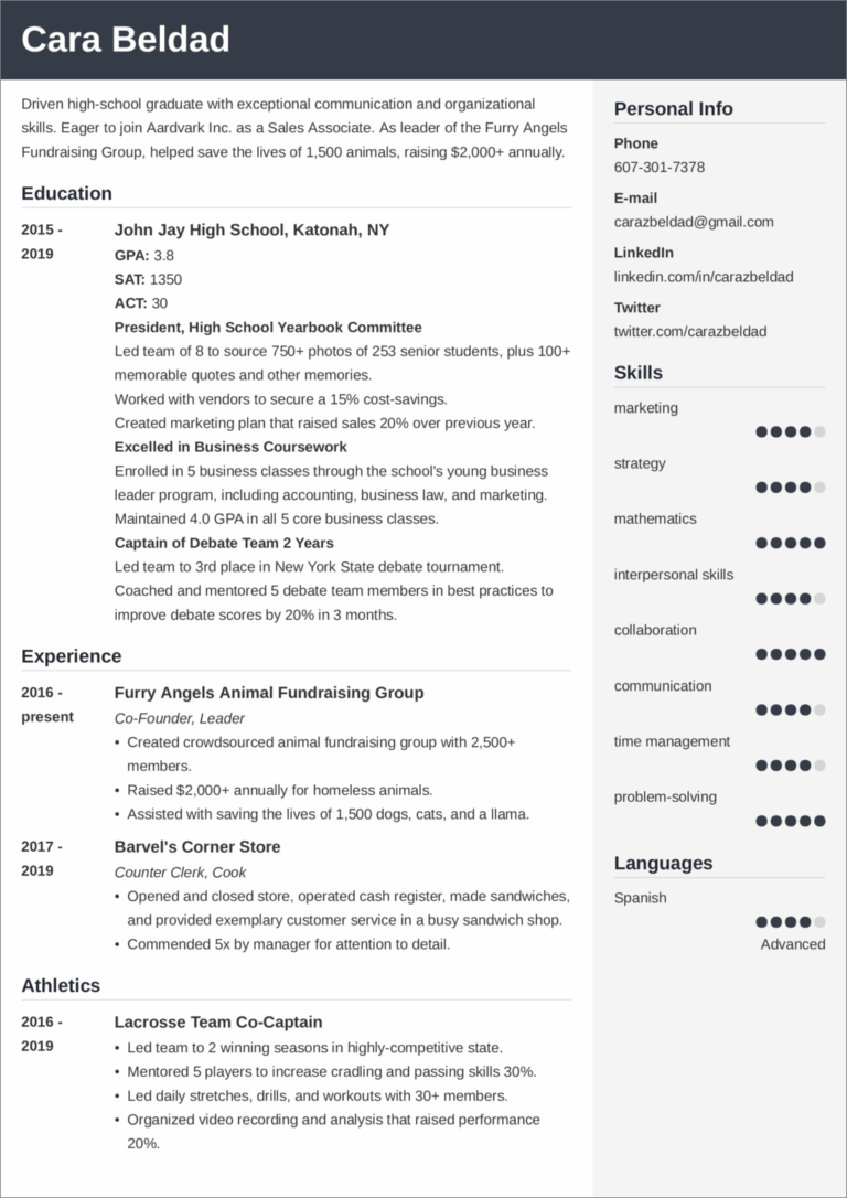 Graduate School Resume Template (Word)