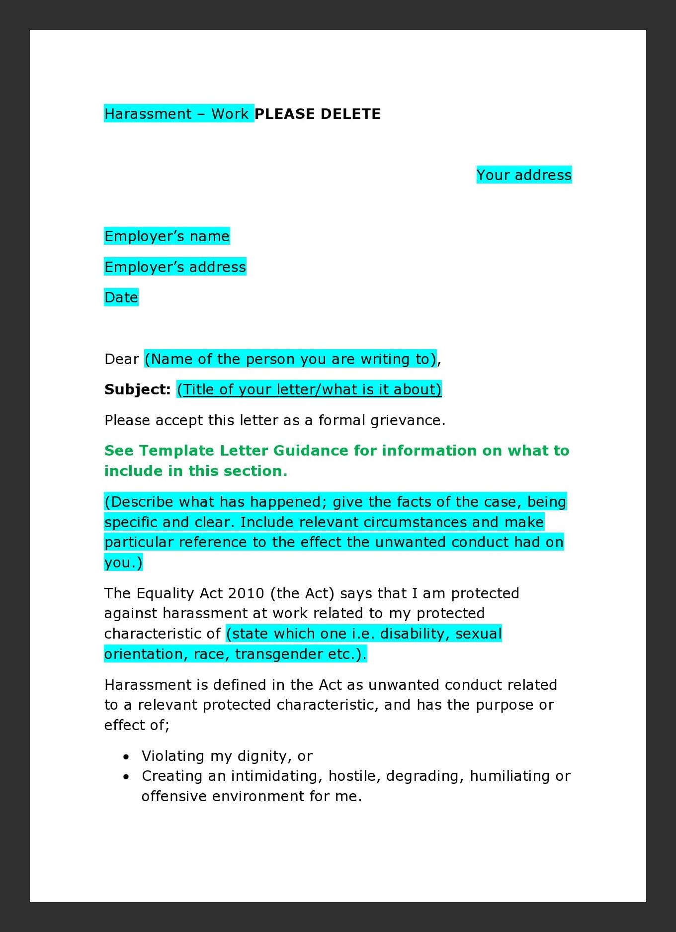 Grievance Letter Template Example Grievance Letter Template Example