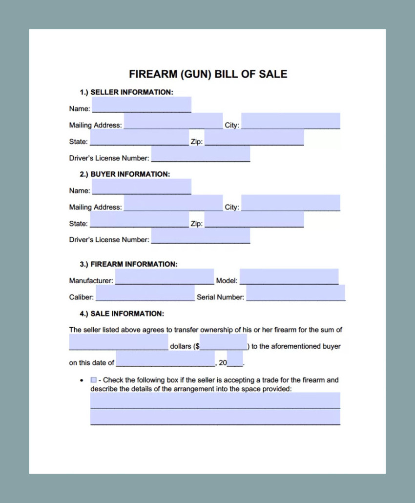 Gun Bill of Sale Template Sample Gun Bill of Sale Template Sample