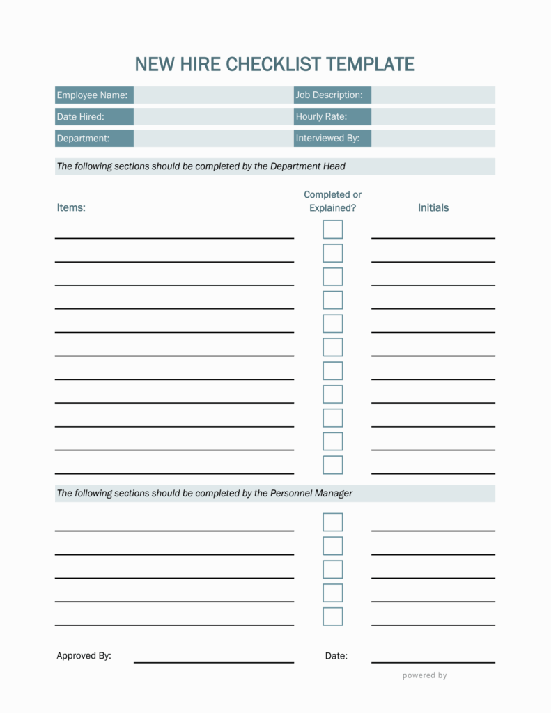 Free Printable Hiring Checklist Template