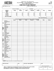 Printable Home Care Timesheet Template