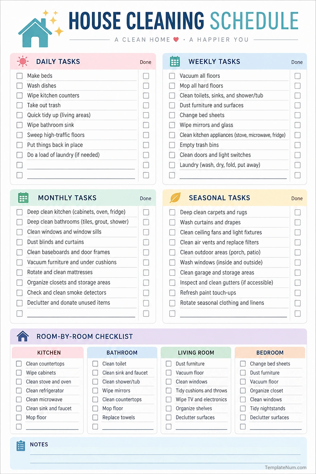 House Cleaning Schedule Template House cleaning schedule template with daily, weekly, monthly, and seasonal cleaning tasks