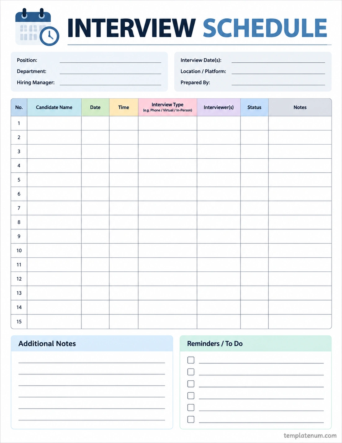 Interview Schedule Template