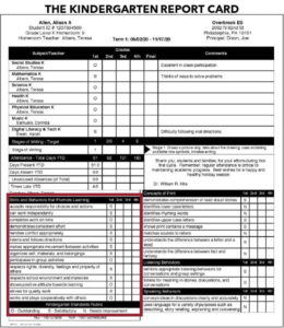 Kindergarten Report Card Template