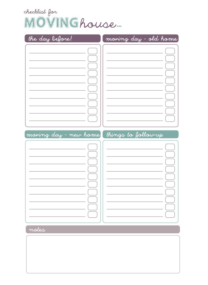 Moving Checklist Template Free Printable Moving Checklist Template