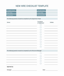 Printable New Hire Checklist Template