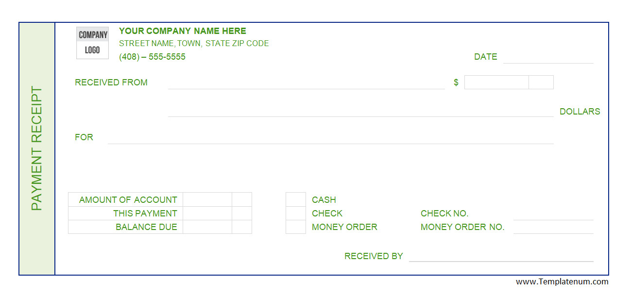 Payment Receipt Template Editable Payment Receipt Template Word