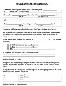 Photographer Agreement Template