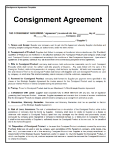 Printable Consignment Agreement Template