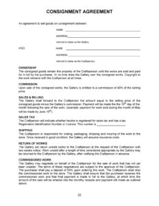 Printable Consignment Agreement Template