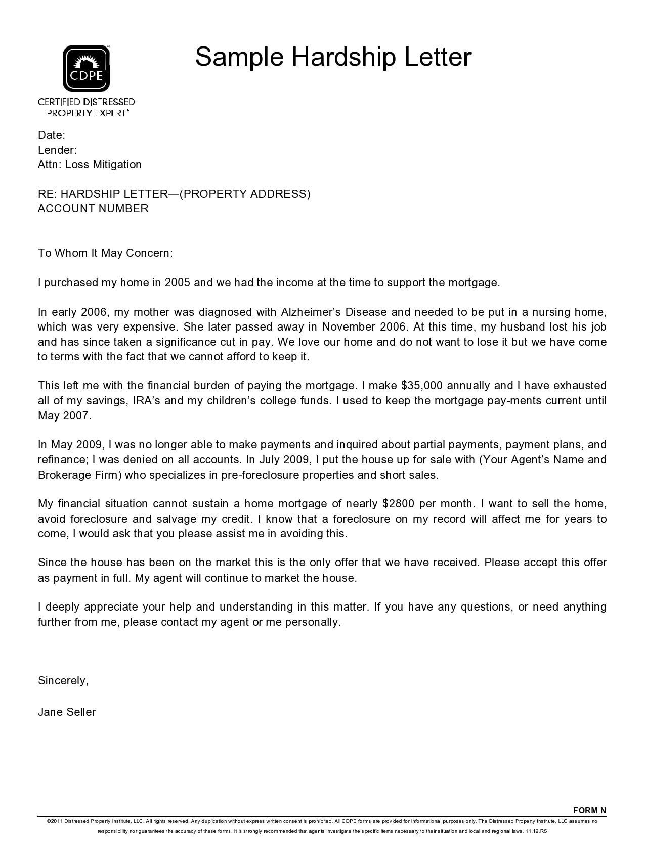 Printable Financial Hardship Letter Template Printable Financial Hardship Letter Template