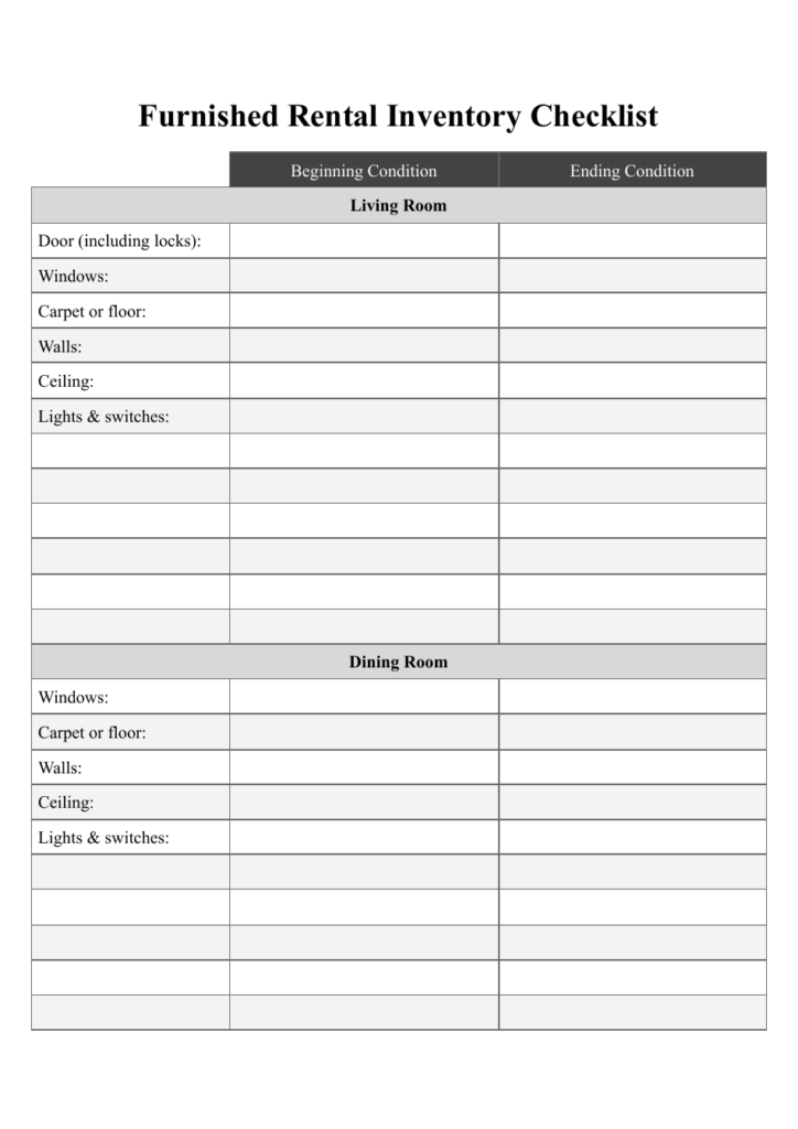 Rental Inventory Checklist Template