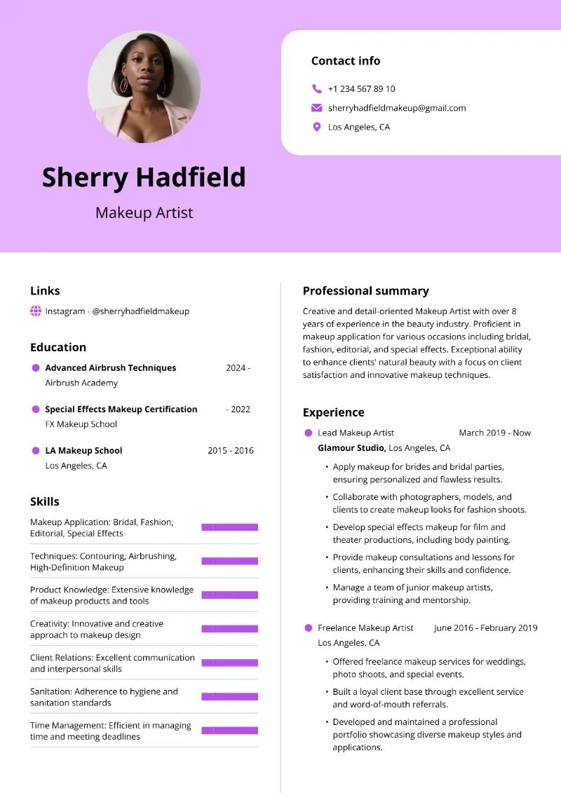 Resume Template for Makeup Artist Sample Resume Template for Makeup Artist Sample