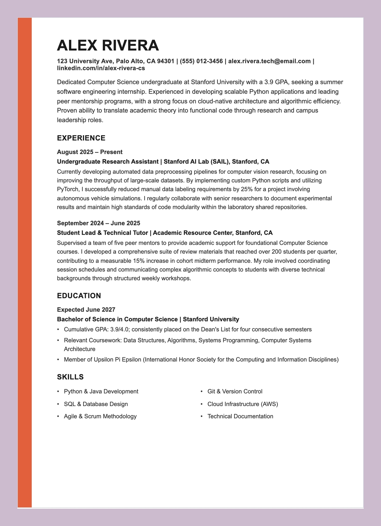 Resume Template for Undergraduate Students Sample Resume Template for Undergraduate Students Sample